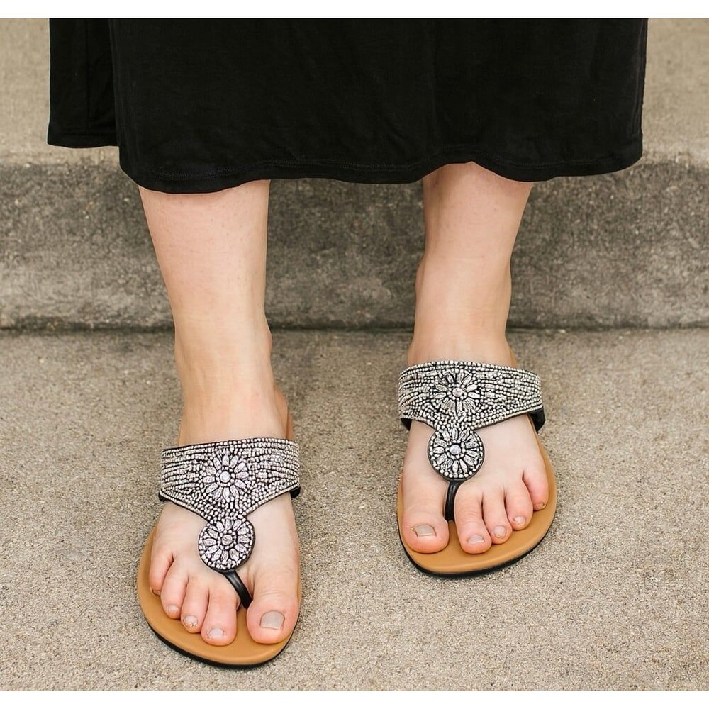 Olivia Miller Rhinestone Embellished Wedge Sandals – Women’s Size 10